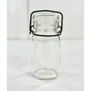 Vintage Wheaton Glass Wire Bail Canning Jar Half Pint Apothecary Storage‎ Lid